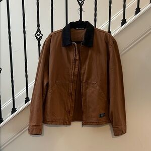 Zara Men's Tan Jacket with Black Collar